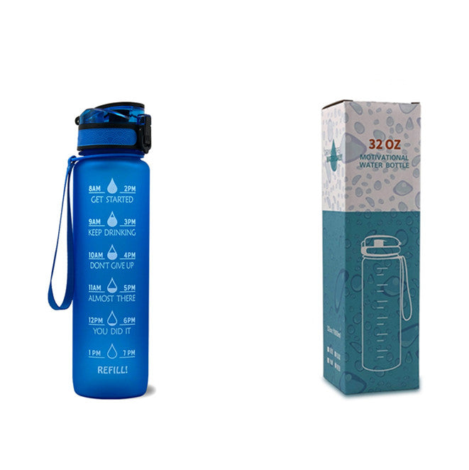 1L Motivational Water Bottle with Time Marker - Leakproof Sports Bottle with Bounce Cover