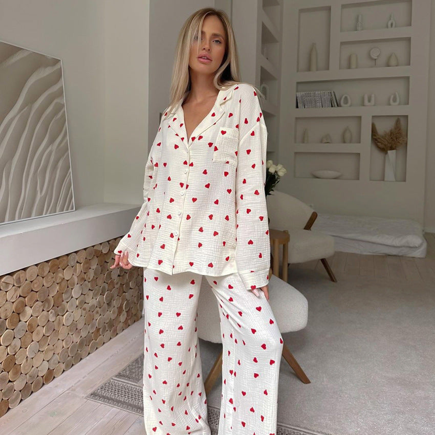 Heart Print Pajama Set – Two Piece
