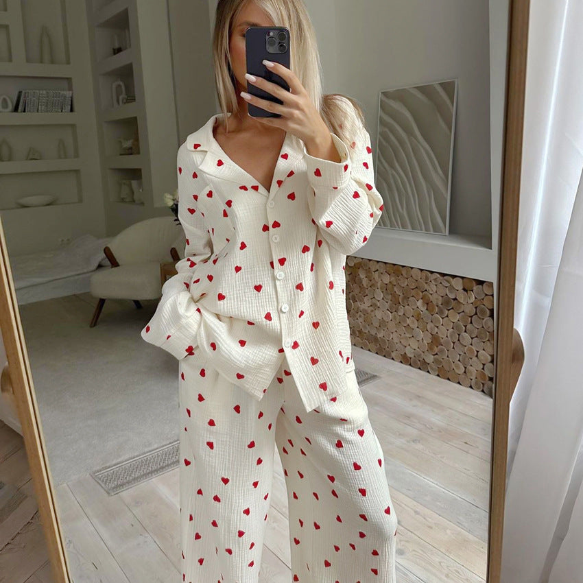 Heart Print Pajama Set – Two Piece