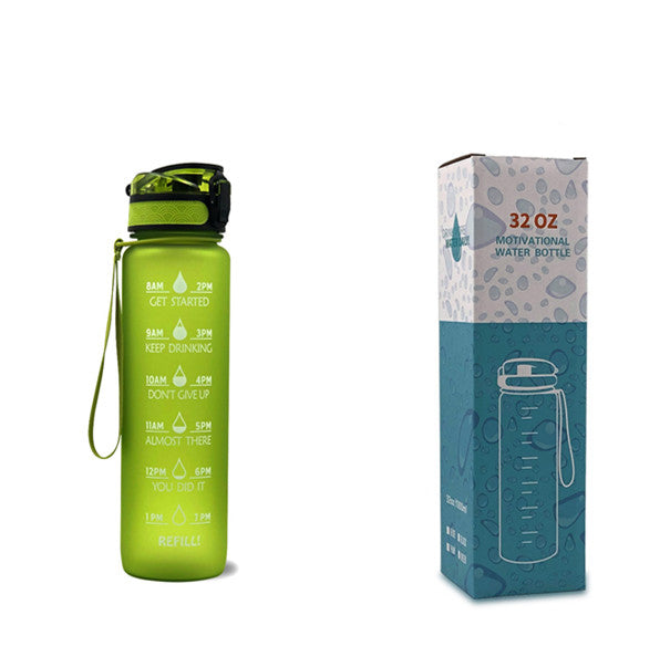 1L Motivational Water Bottle with Time Marker - Leakproof Sports Bottle with Bounce Cover