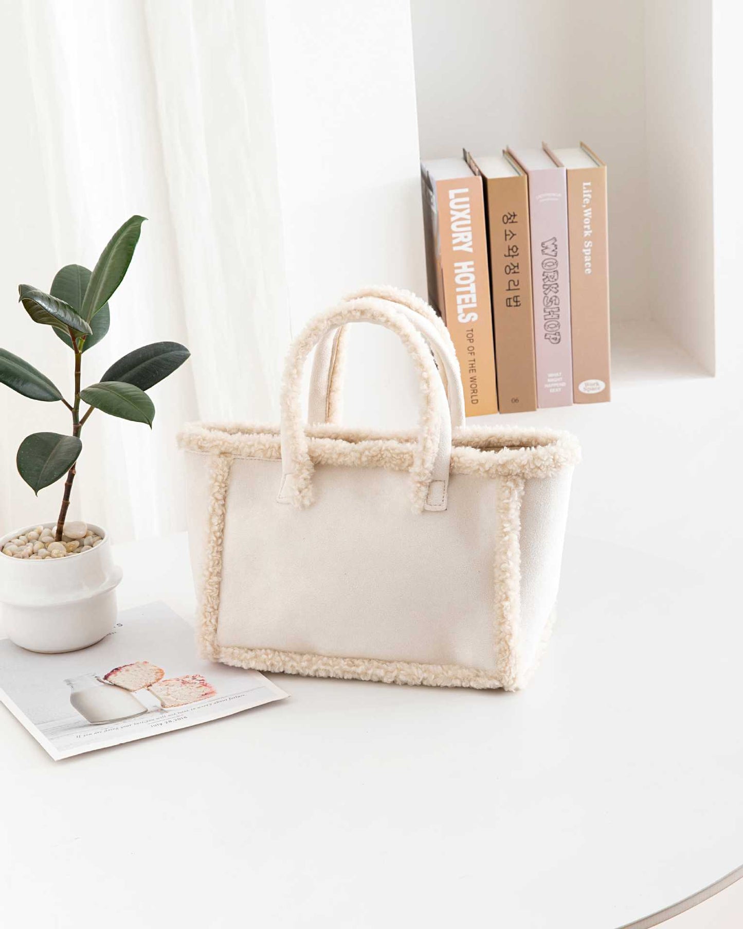 Plush Crossbody Tote Bag - Women's Soft Shoulder Handbag