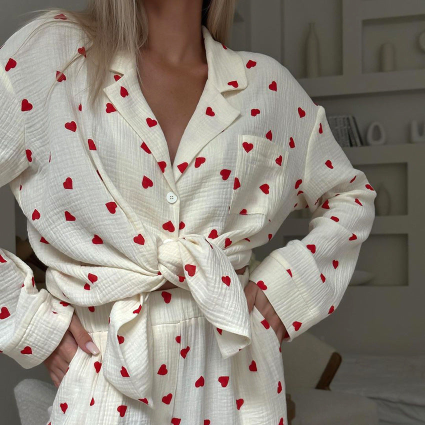 Heart Print Pajama Set – Two Piece