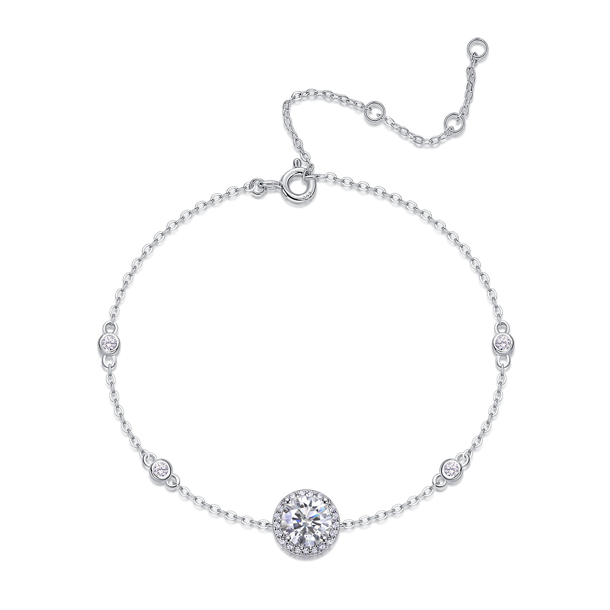 Harmonious And Brilliant - S925 Platinum Plated Moissanite Bracelet