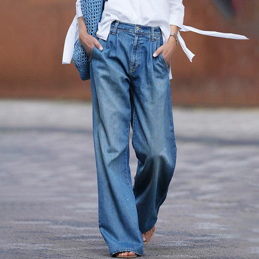 Women  High Waist Blue Jeans Baggy style
