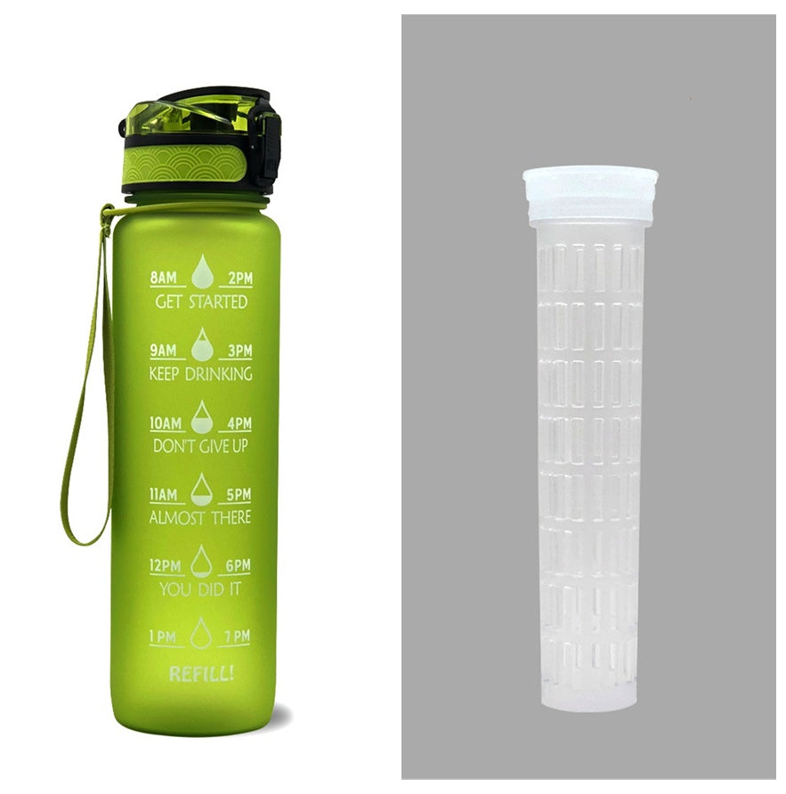 1L Motivational Water Bottle with Time Marker - Leakproof Sports Bottle with Bounce Cover